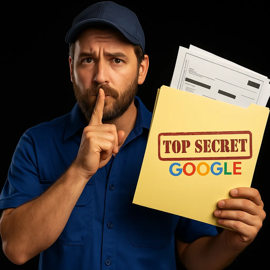 Tradesperson holding a top secret Google folder